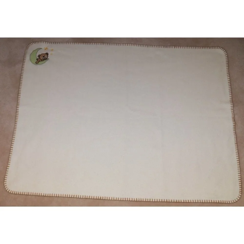 Baby Connection Teddy Bear Green Moon Cream Security Blanket Lovey Stars